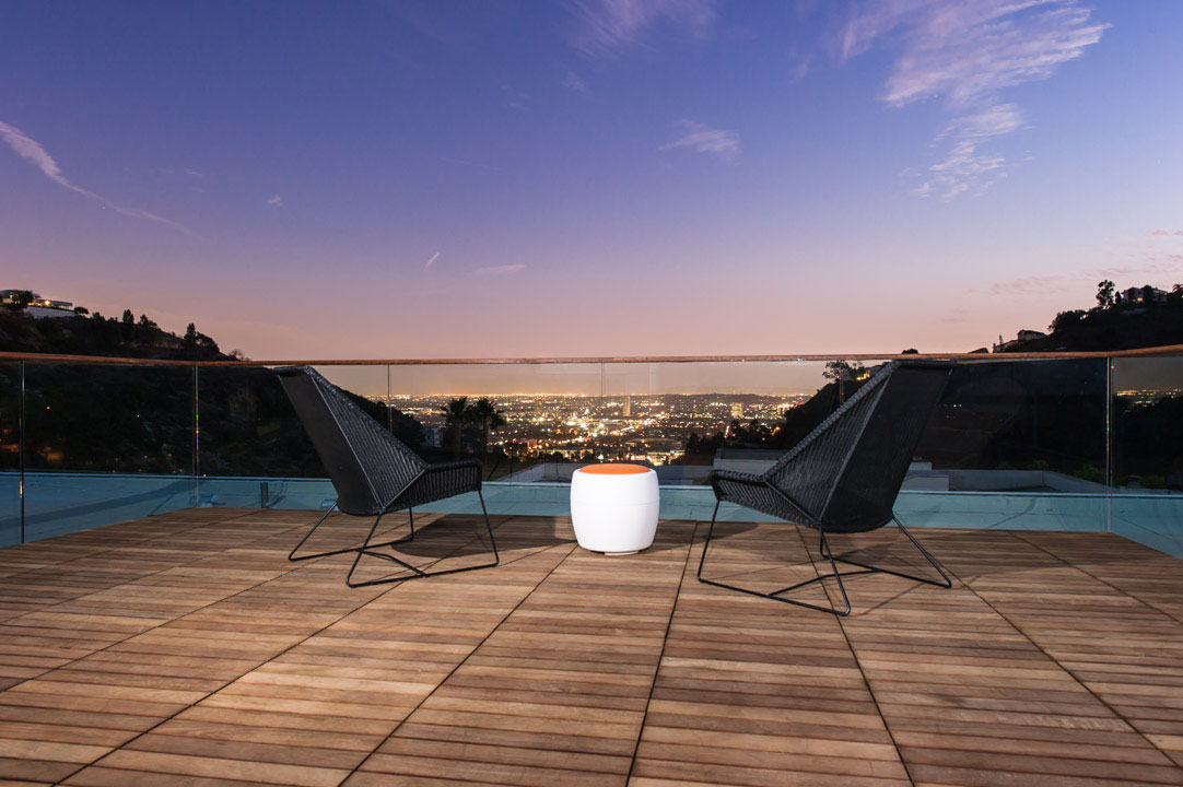 The Los Angeles City lights from the roof deck.