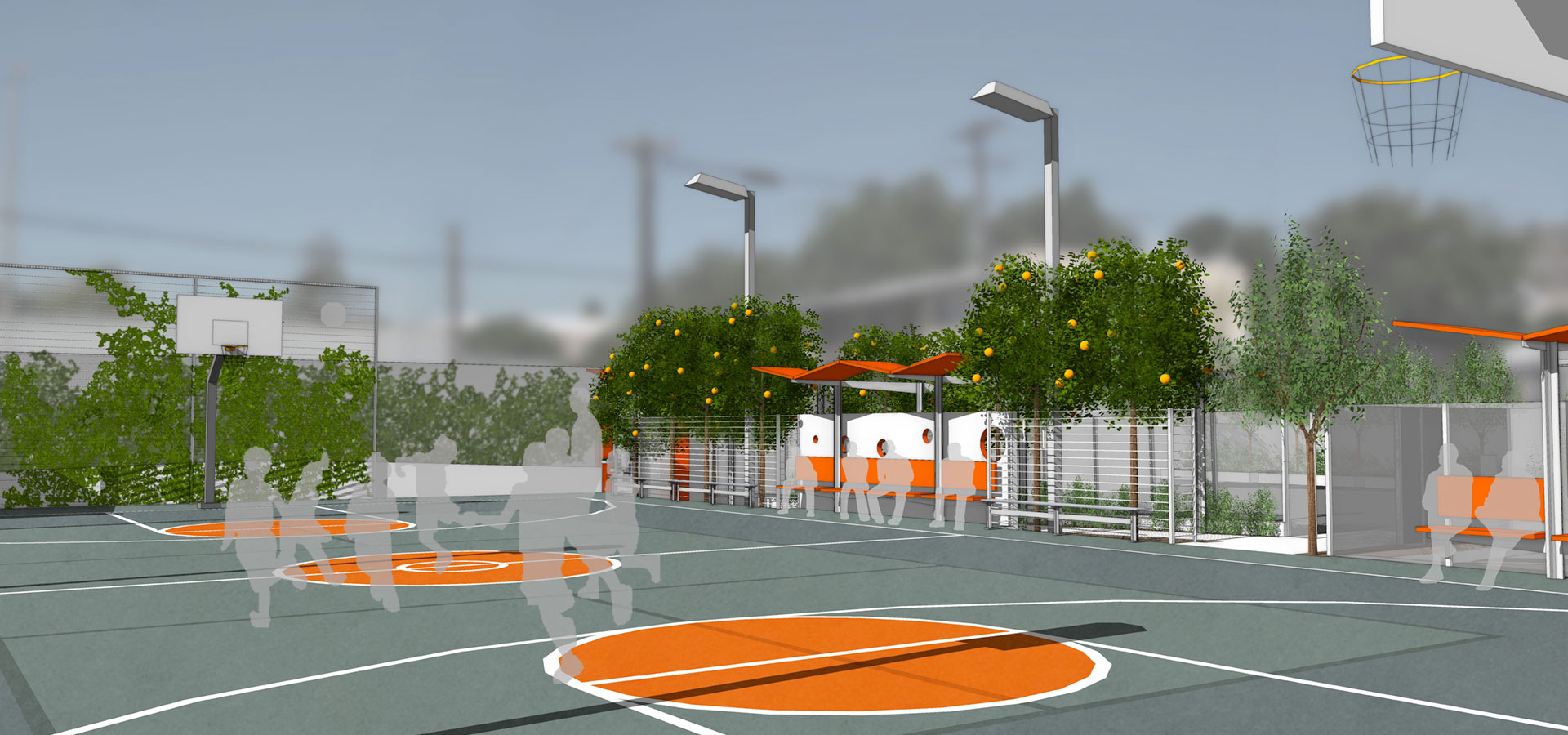 A rendering of the sports court
