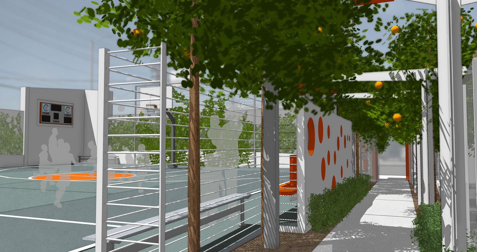 A rendering of the new campus entry.