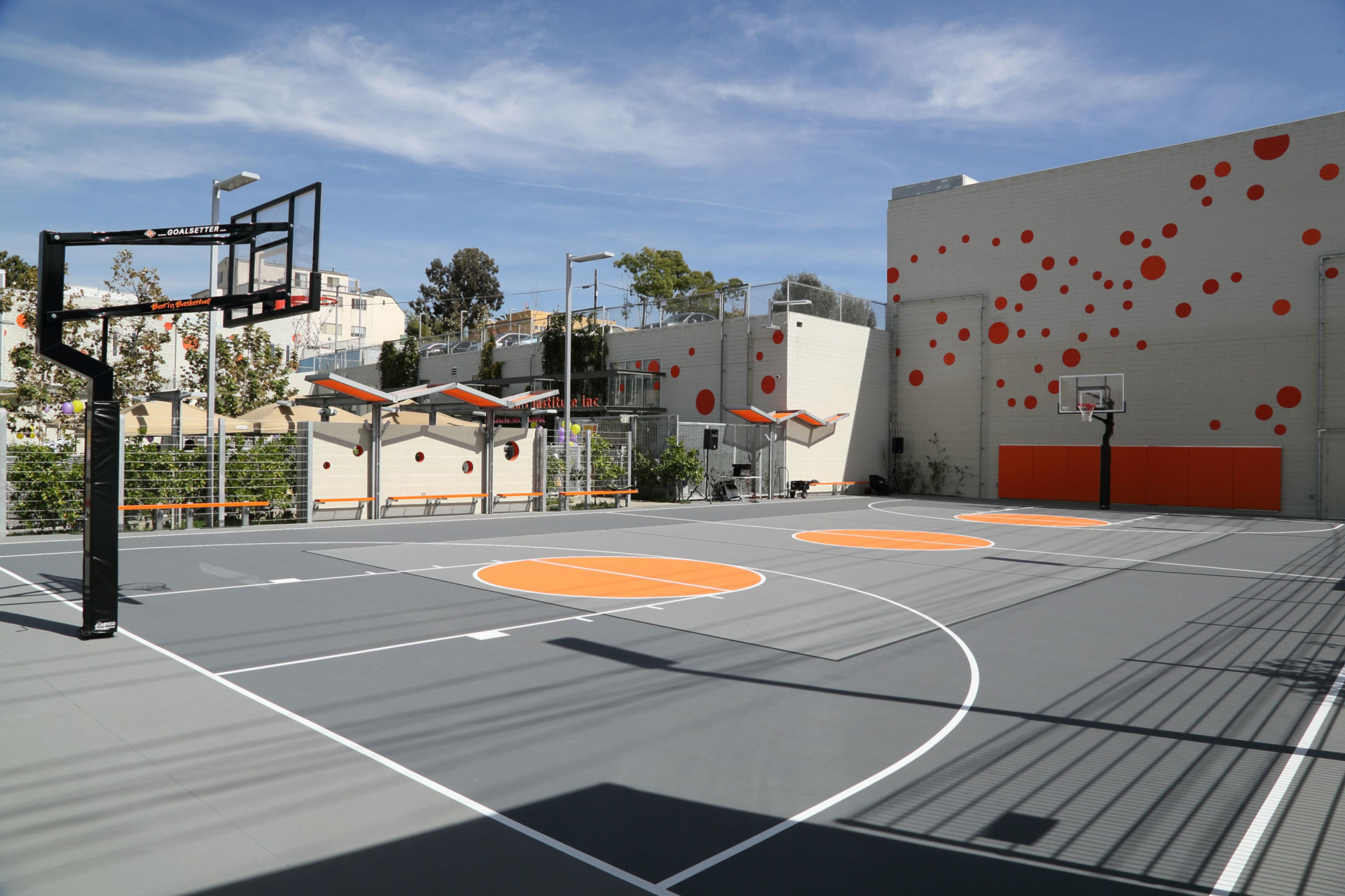 A photo of the completed sports court.