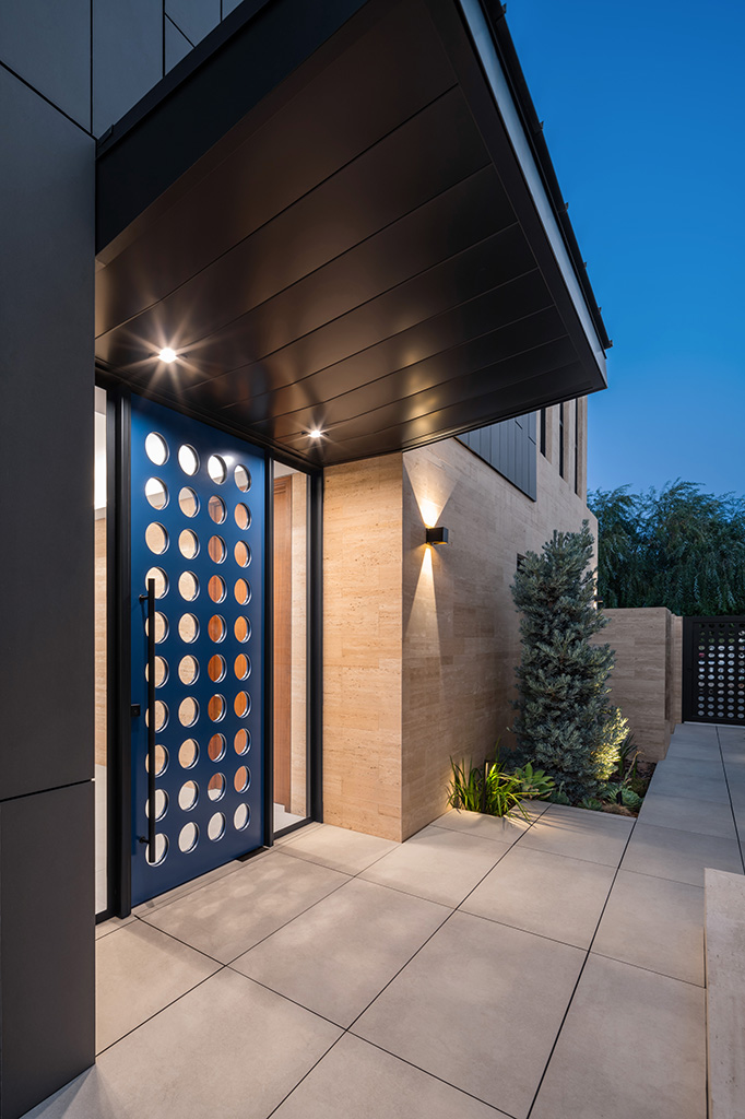 The front door at night. Photo: ©Paul Vu, Here and Now Agency